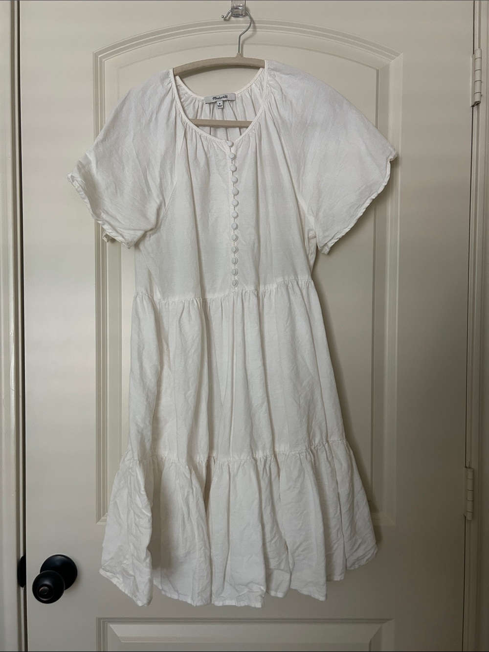 Madewell White Tiered Midi Dress